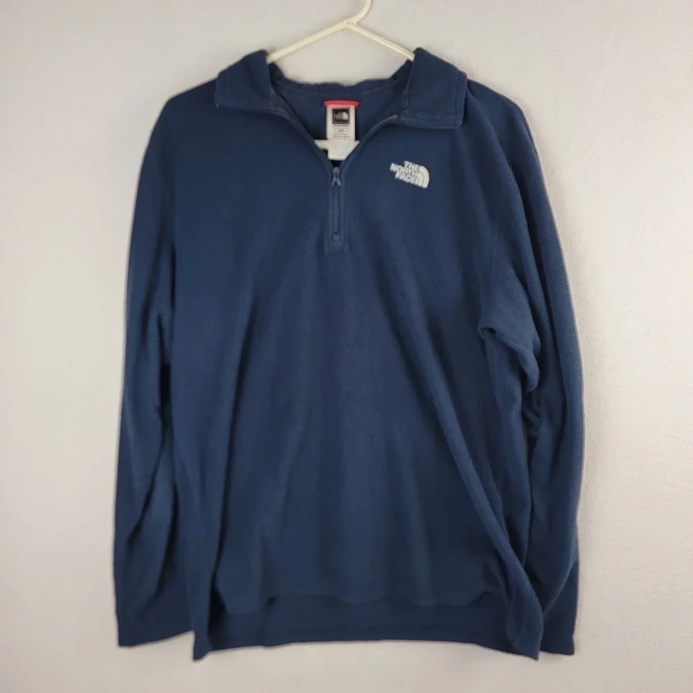 The North Face Fleece Sweater Mens M Blue 1/4 Zip Pullover Long Sleeve Outdoor
